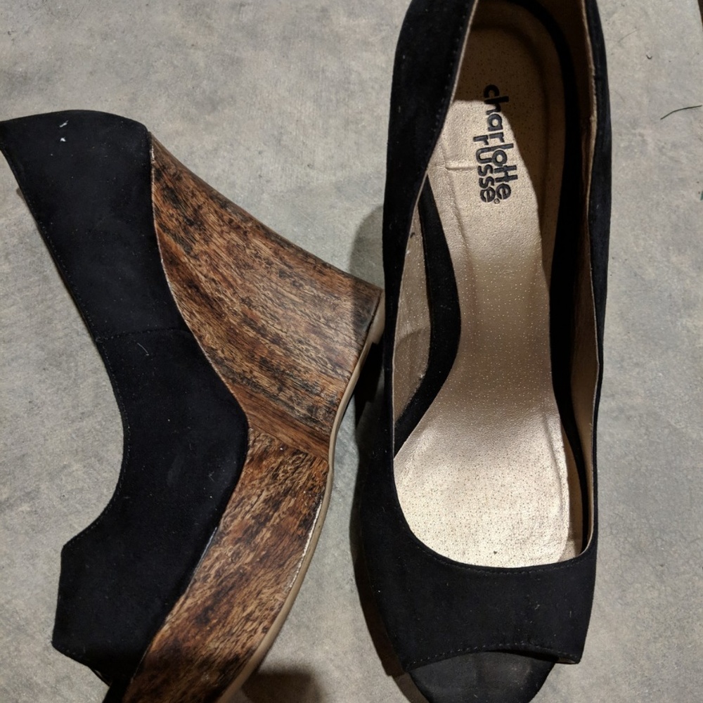 Black Open Toe shoes - Lightly worn